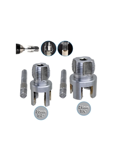 6484 Pvc Pprc Boru İç Ve Dış Diş Açma Aparatı 20/25 Mm 2'li Set