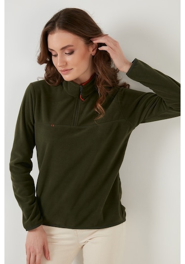 Lela Slim Fit Yumuşak Dokulu Anti-Pilling Tüylenme Yapmayan Yarım Fermuarlı Bayan Polar 5907000 Haki Lela Slim Fit Yumuşak Dokulu Anti-Pilling Tüylenme Yapmayan Yarım Fermuarlı Bayan Polar 5907000 Haki