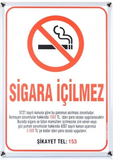 Akyazı Sigara İçilmez Panosu 50X70 0510Alüniyum Çerçeve