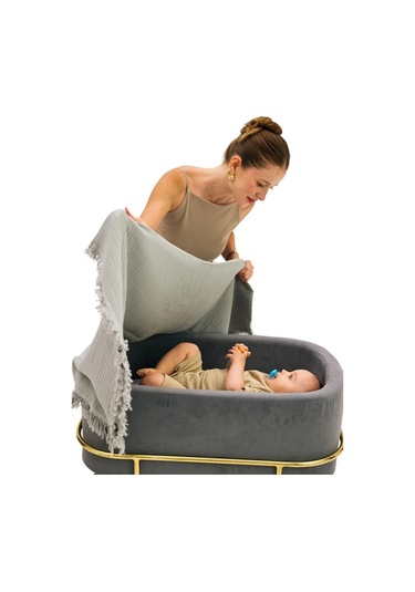 Miniboni Müslin Bebek Battaniyesi 100x120 Cm Gri