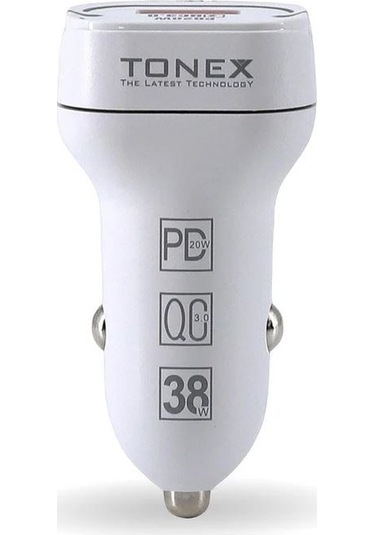 Tonex Ta-38w 2 Girişli Type-c To Type-c Kablolu Araç Şarjı Işıklı -