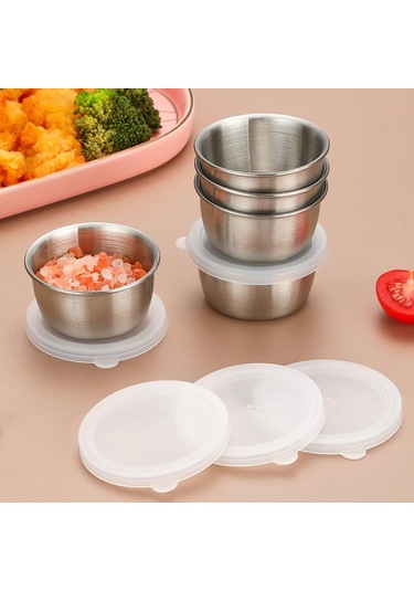 Sones 40 Ml 304 Paslanmaz Çelik Sos Kabı Plastik Kapaklı Sızdırmaz Sos Kabı Baharat Kabı