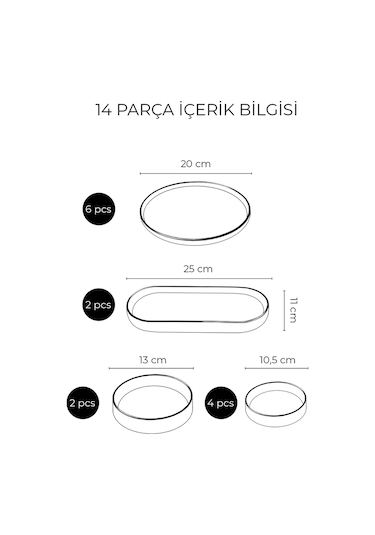 14 Parça 6 Kişilik Sıla Stackable Kahvaltı Takımı - Lüx Kahvaltılık Sunum Seti Tabağı Turuncu Mint
