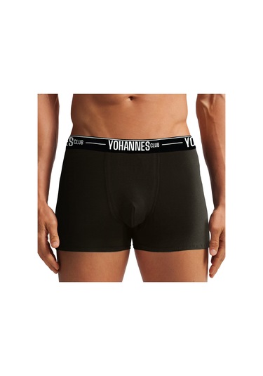 Yohannes Club, Erkek Özel Bölmeli Pamuklu Boxer, Renk Seçenekli, Tekli Paket Siyah