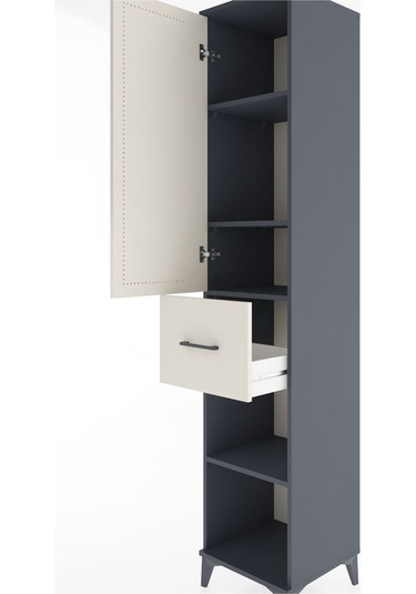 Hyperion Dolap 4 Raflı Tek Çekmeceli Tek Kapaklı 44x44x221 An... Antrasit