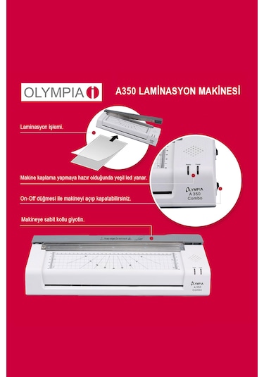 Olympia A350 Combo A3 Laminasyon Makinesi + 15 PVC Filmi
