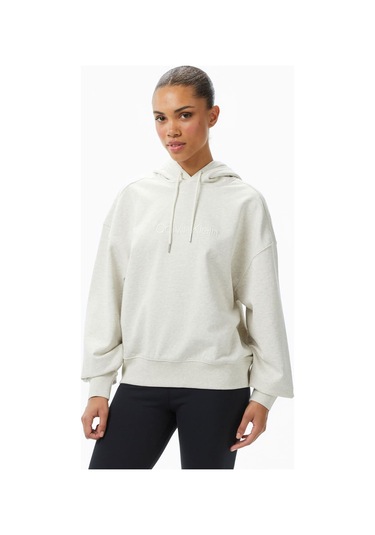 Kadın Logo French Terry Kapüşonlu Sweatshirt - Ekru Vanilla Heather