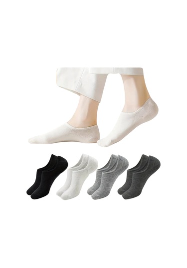Garanti Çorap Silikonlu Unisex Görünmez Çorap 4 Lü Çok Renkli