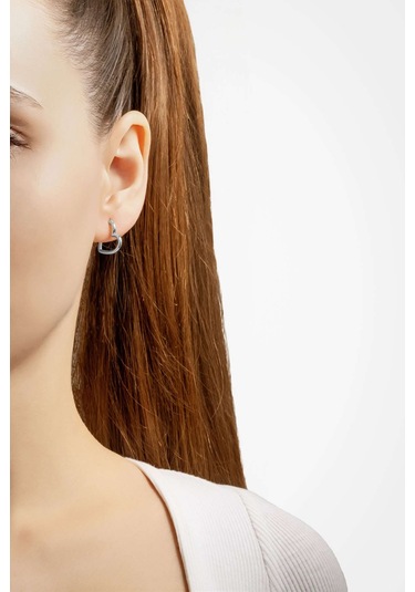 Romantik Kalp 18 Ayar Beyaz Altın Kaplama Gümüş Küpe Beyaz