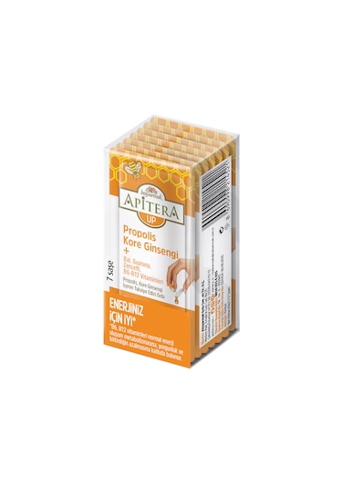 Apitera UP Doğal Bal, B Vitaminleri, Kırmızı Ginseng, Guarana ve Propolis İçeren Takviye Edici 7’li Saşe
