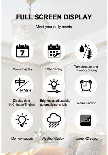 Zilinn Yüksek Çözünürlüklü Geniş Ekran Duvar Saati Sıcaklık Ve Nem Göstergesi Hava Durumu Saati Çok Fonksiyonlu Renkli Dijital Çalar Saat Beyaz Işık-125 Çok Renki Zilinn Yüksek Çözünürlüklü Geniş Ekran Duvar Saati Sıcaklık Ve Nem Göstergesi Hava Durumu Saati Çok Fonksiyonlu Renkli Dijital Çalar Saat Beyaz Işık-125 Çok Renki