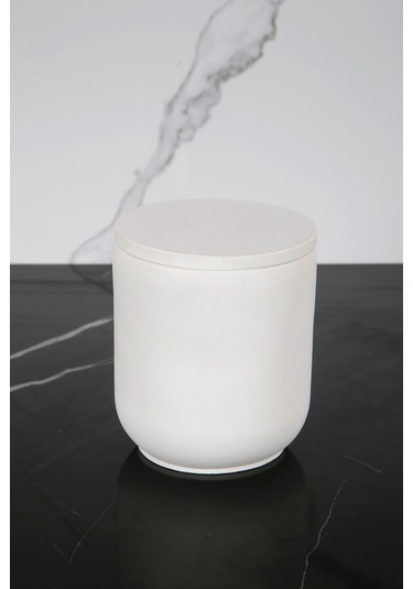 Mermer Desenli Beton Pamukluk Kapaklı Kutu Dekoratif Kutu Sade Beyaz