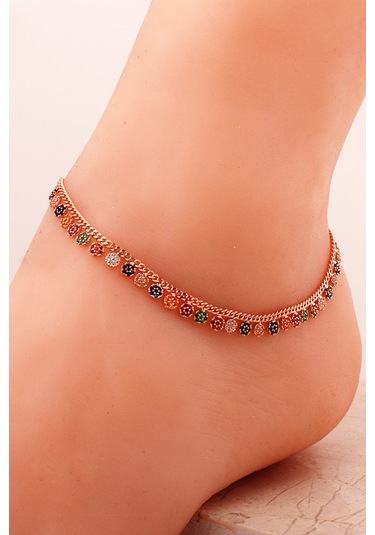 Sümer Telkari Gurmet Mix Taşlı Rose Gümüş Halhal 347