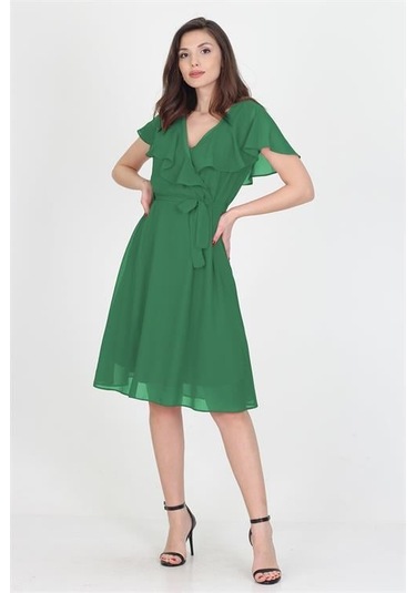 Kadın Şifon Mezuniyet Elbisesi Dpry8081 Yeşil