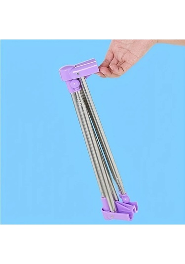 Elmpaly Mor Sku 33 02 71 12 Cm Katlanabilir Portatif Çamaşır Askısı Ev Çamaşır Kamp Ve Seyahat İçin Kurutma Askısı Ahşap
