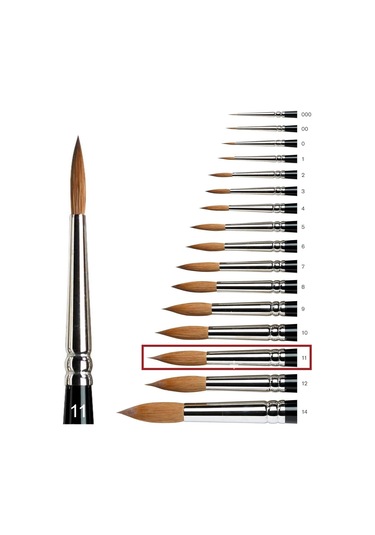 Samur 145 Serisi Yuvarlak Uçlu Sulu Boya Fırçası No:11