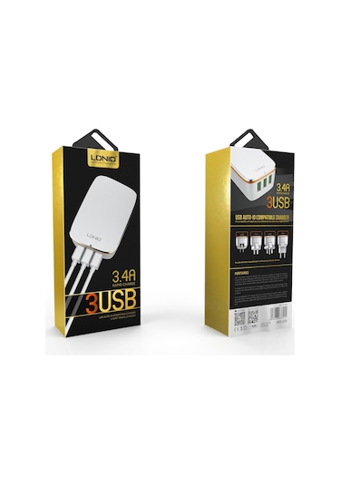 Ldnıo A3304 17w 3 Usb Arayüzleri Seyahat Şarj Cihazı Cep Telefonu Şarj Cihazı, Ab Fişi Diğer