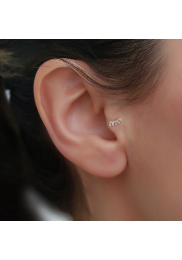 14 Ayar Altın Beşli Baget Tragus Piercing Sarı