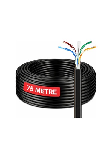 75 Metre Cat6 Kablo Awg23 Bakır Tel Double Layer İç Ve Dış Mekan Ethernet İnternet Kablosu