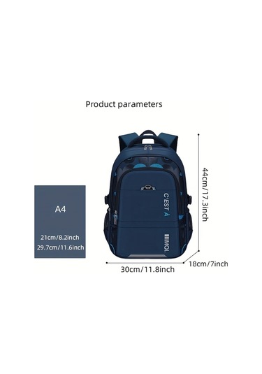 Dream011 Mavi Tek Parça Mektup Baskılı Büyük Kapasiteli Çok Bölümlü Polyester Sırt Çantası Ayarlanabilir Omuz Askılı Gece Yansıtıcı Şerit Okul Seyahat İçin MAvi