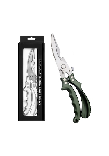 Moveevo "paslanmaz Çelik Mutfak Makası - Balık Pullama, Kemik Kesme Ve Daha Fazlası İçin Ergonomik Tasarım" Yeşil