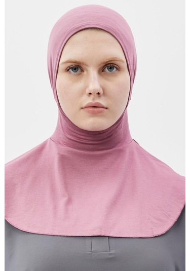 Kadın Tesettür Pratik Boyunluklu Hijab - Sporcu Bone Maron Gülkurusu