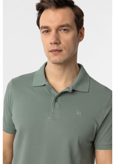 Süvari Su Yeşili Slim Fit Düz Polo Yaka Tişört