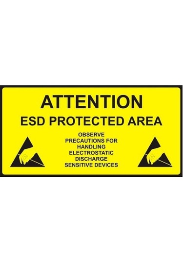 Antistatik Esd Koruma Alanı Tabelası 30x60cm İngilizce Iz-tbl06