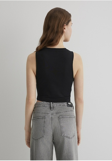 Mavi - Siyah Crop Top 1610786-900 Siyah -556298526-