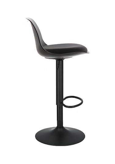 Bürocci Nadya Bar Sandalyesi - Siyah Deri - Mat Siyah Ayaklı Yüksek Bar Taburesi - 9537y0101 Siyah