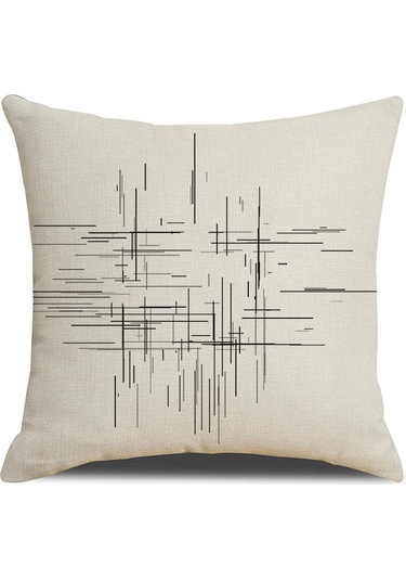 Yeni Sade Tarzda Baskılı Yastık Kılıfı No.85 Ekru