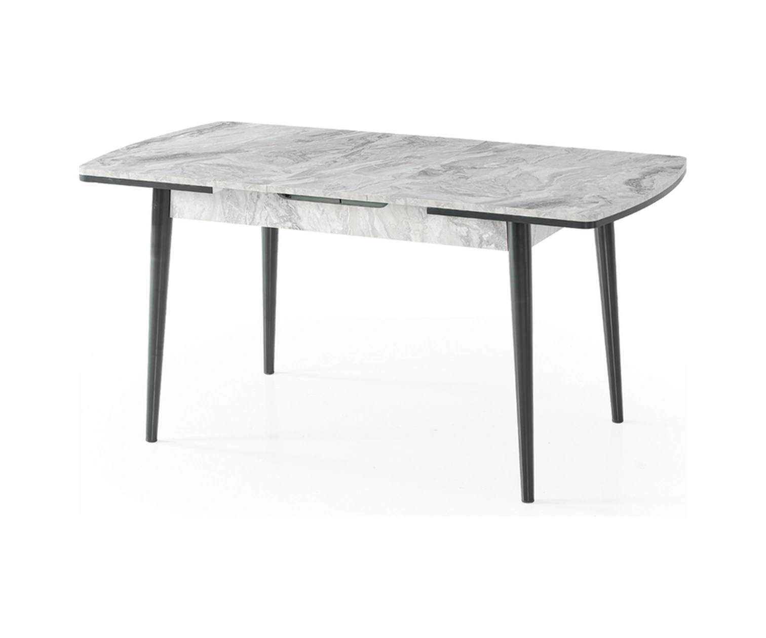 Dengema Berlin 116 Açılır Masa Takımı Gri Mermer, Siyah Ayak, 80 130 180 Cm, 4 Sandalyeli Gri Mermer - Siyah Ayak