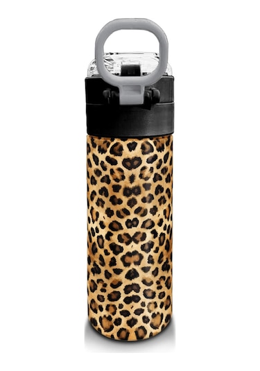 Coral High Kids Kahverengi Leopar Desenli Pipetli Ve Direkt İçim Çelik Termos 500 Ml 31881 Kahverengi