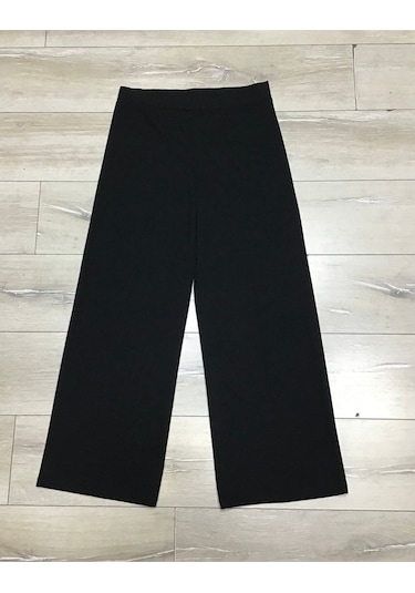 Scuba Beli Lastikli Bedenli Büyük Beden Bol Paça Panolont-inci Siyah