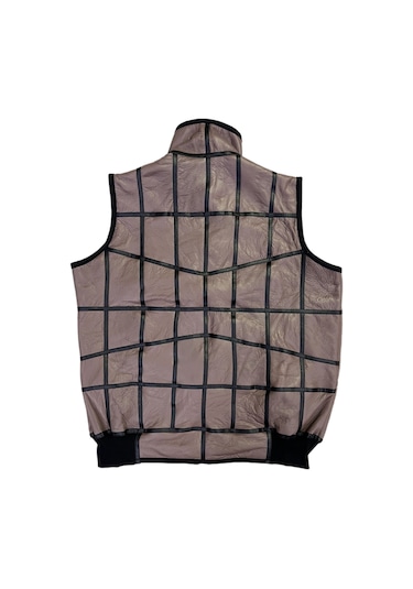 Içi Kürk-Dışı Süet Gerçek Deri Yakalı Ve Trikolu Yelek Bej