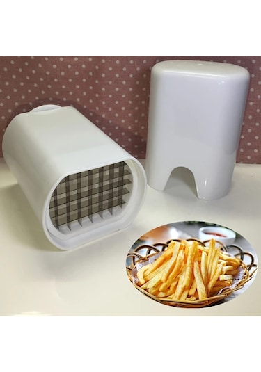 Meridiangoods Beyaz Patates Kesici Kaymaz Tabanlı Çok Amaçlı Sebze Dilimleyici Ev Kullanımı Beyaz