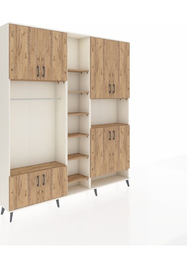 Arges Dolap 18 Raflı 8 Kapaklı Tek Askılı 220x30x243 Aytaşı-çam/çam Atlas Çam/atlas Çam