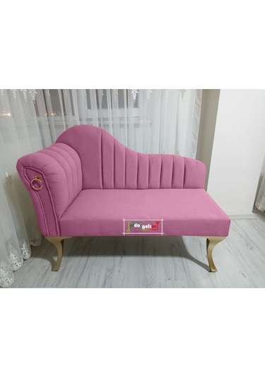 Yeni Model Ultra Lüks Alda Çizgili Josefin Bench Puf 120 Cm Pembe