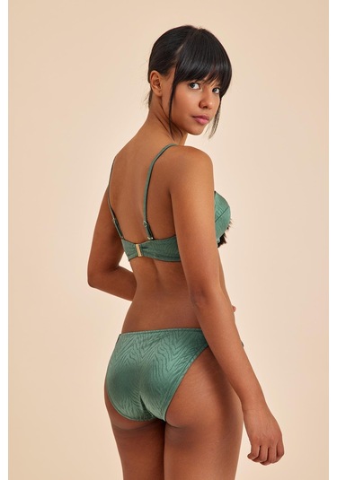 Bali Yeşil Balenli Dolgulu Straplez Push-up Bikini Üst Yeşil