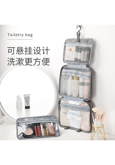 Yifomall Erkekler İçin Sulu-kuru Bölmeli Su Geçirmez Katlanabilir Seyahat Tuvaleti Çantası - Gri Kosmetik Organizatörü