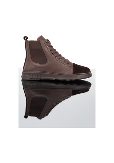 Konfores 1352 Anatomik Tabanlı Hakiki Deri Fermuarlı Erkek Spor B Kahverengi