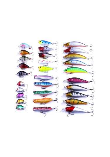 Hengjıa Heng Jıa-setl30 30 Adet Minnow Balıkçılık Cazibesi Seti 6 Modelleri Olta Takımı Plastik Sert Yem
