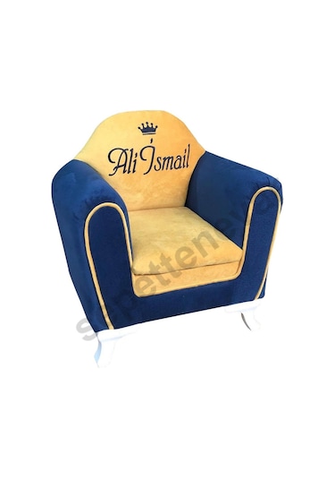 Isme Özel Şeritli Çocuk Koltuğu Karışık Renkli (316563816) Lacivert - Sarı