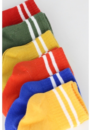 Bistyle 6'lı Penye Çemberli Soket Çorap Bs6003 Sarı 001