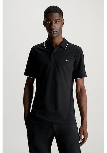Calvin Klein Stretch Pıque Tıppıng Polo SIYAH Siyah