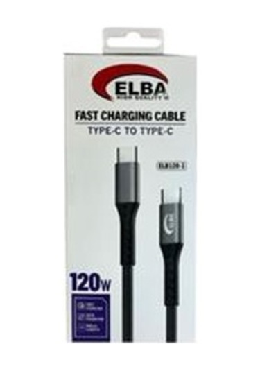 Elba Elb120-1 120w Type-c To Type-c 1mt Siyah Örgülü Şarj Kablosu Data Veri