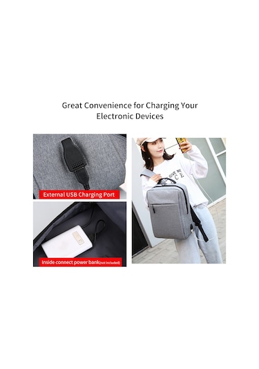 Yifomall Usb Dışarıdaki Portlu 17 İnç Bilgisayar Çantası, Büyük Kapasiteli İş/seyahat Sırt Çantası, Siyah Oxford Kumaşı Siyah