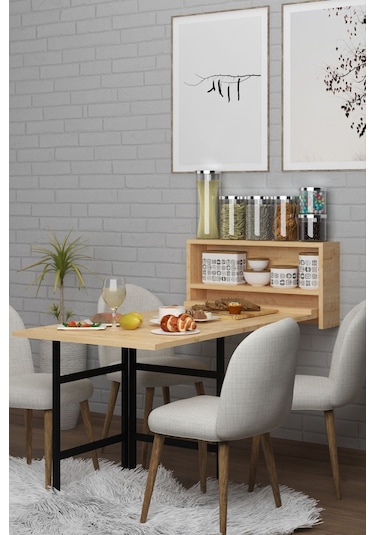 Dekorfim DF01106AC Duvara Monte Pratik Katlanır Kırma Mutfak ve Yemek Masası