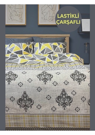 Tek Kişilik Ranforce Nevresim Takımı Lastikli Çarşaflı Modern