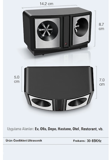 Dual Sonic Pest Repeller Ultrasonik Haşere ve Fare Kovucu Cihaz